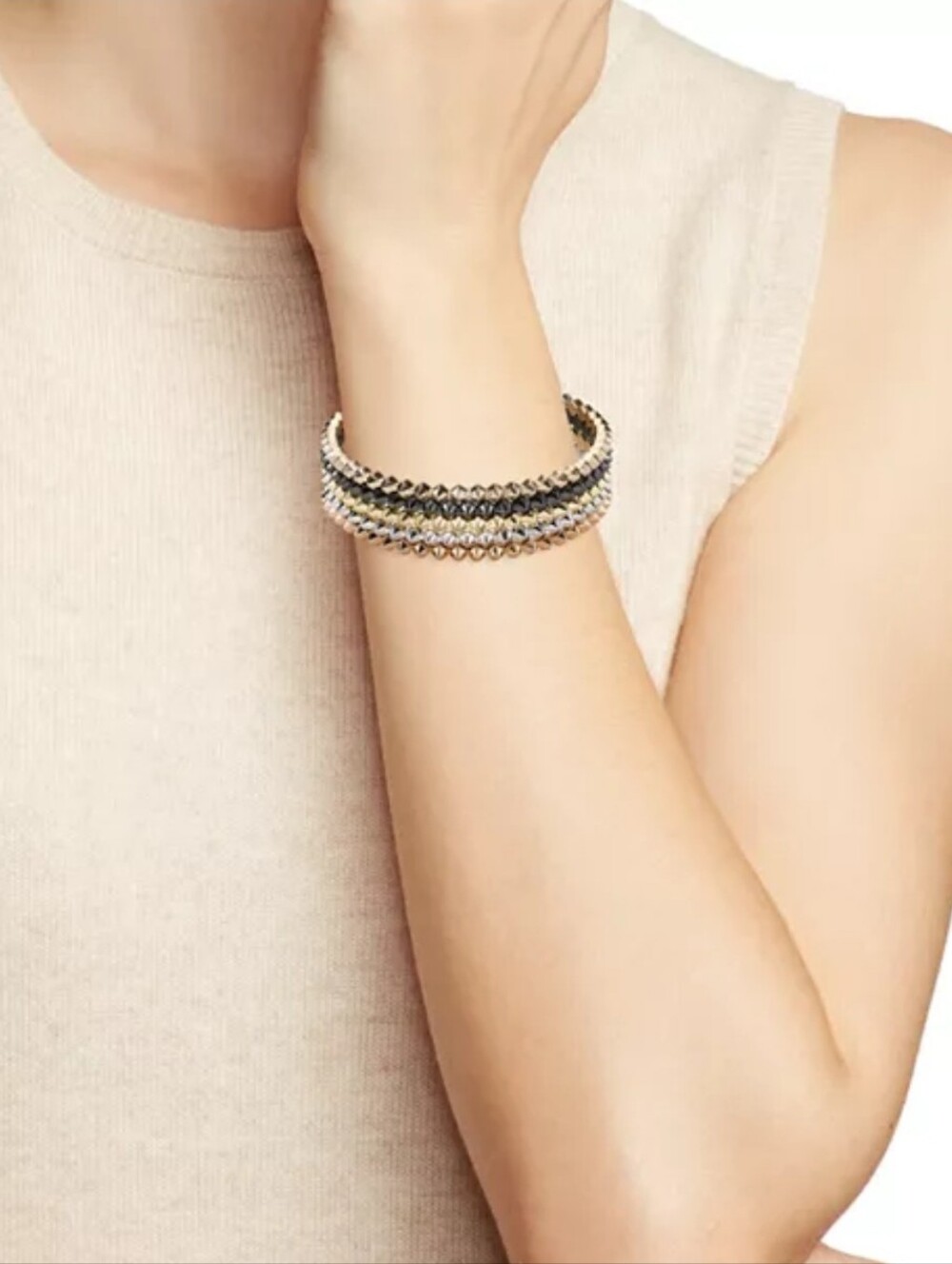 Kendra Scott NEW Multi-Tone Pyramid Stackable Bangle Set - Picture 2 of 2
